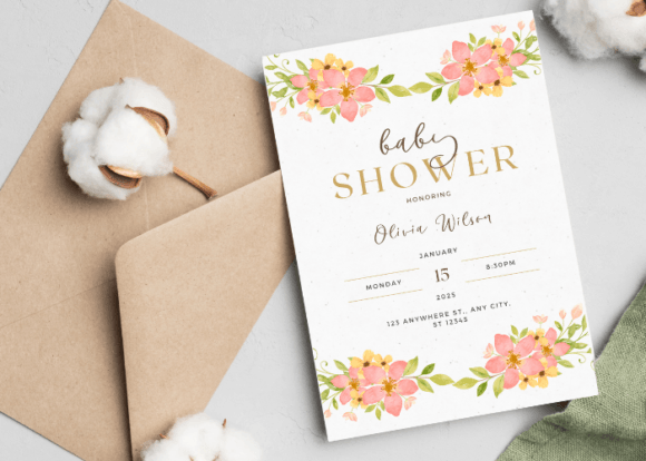 Download Floral Baby Shower Invitation Template - Baby shower Collection