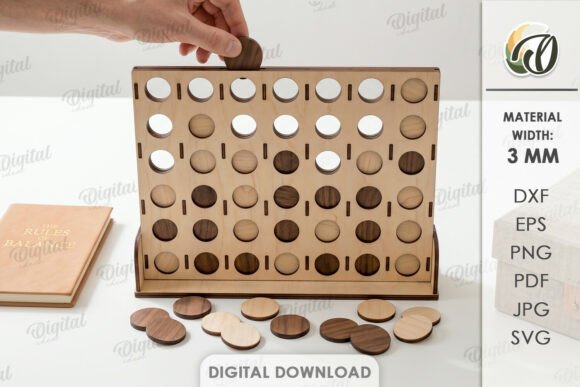 Download 3D Four in a Row Board Game Laser Cut - Game Collection