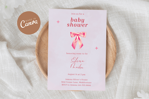 Download Coquette Baby Shower Invitiation Canva - Baby shower Collection