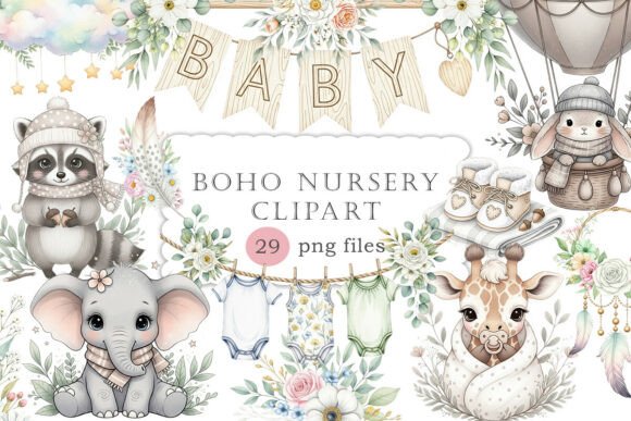 Download Baby Shower Clipart,Boho Nursery Clipart - Baby shower Collection