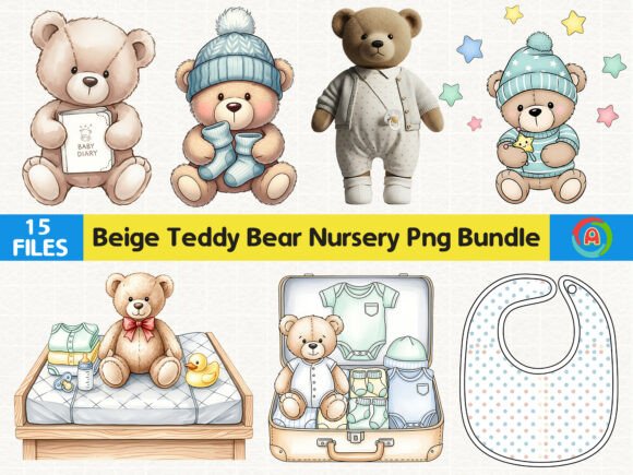 Download Beige Teddy Bear Nursery Png Bundle - Nursery png Collection
