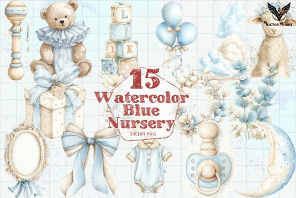Download Watercolor Blue Nursery PNG - Premium Resources