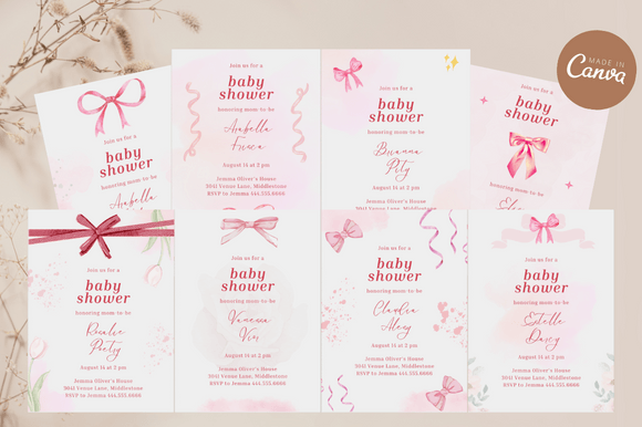 Download Coquette Baby Shower Invitation Bundles - Baby shower Collection