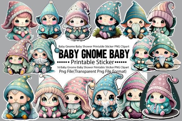 Download Baby Gnome Baby Shower Printable Sticker - Baby shower Collection