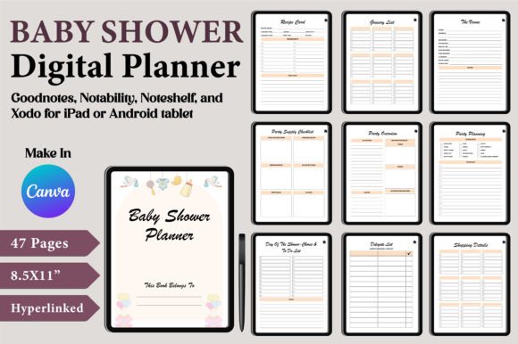 Download Editable Digital Baby Shower Planner - Baby shower Collection