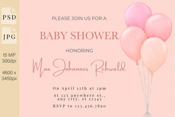 Download Baby Shower Invitation Girl, PSD 543 11 - Baby shower Collection